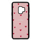 Custom Hearts Name Pink Pebble Leather Samsung S9 Case