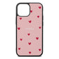 Custom Hearts Name Pink Pebble Leather iPhone 13 Mini Case