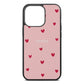 Custom Hearts Name Pink Pebble Leather iPhone 13 Pro Case