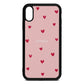 Custom Hearts Name Pink Pebble Leather iPhone Xr Case