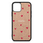 Custom Hearts Name Rose Gold Pebble Leather iPhone 11 Case