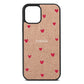 Custom Hearts Name Rose Gold Pebble Leather iPhone 12 Case