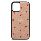 Custom Hearts Name Rose Gold Pebble Leather iPhone 12 Mini Case