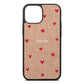 Custom Hearts Name Rose Gold Pebble Leather iPhone 13 Mini Case