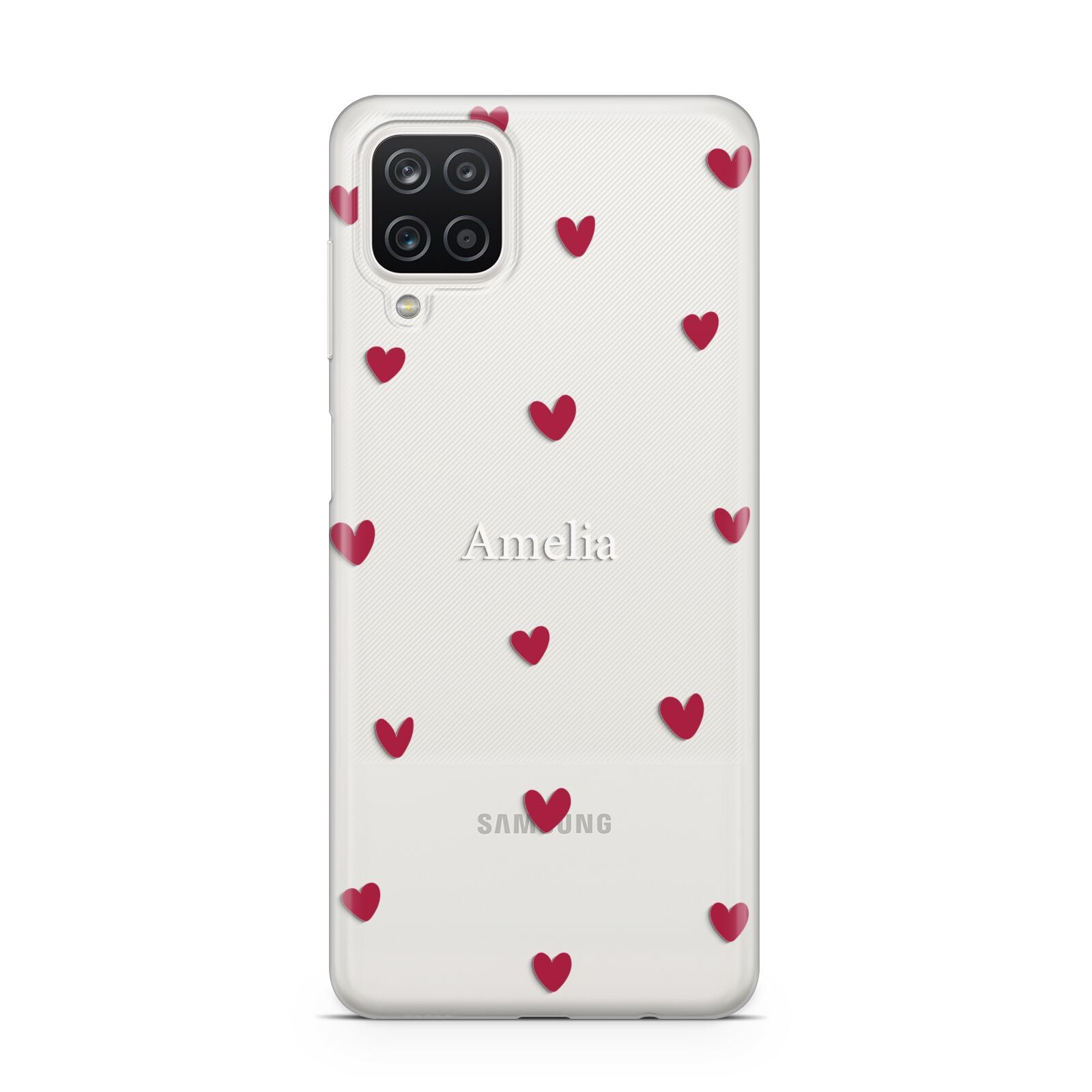 Custom Hearts Name Samsung A12 Case