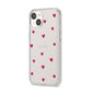 Custom Hearts Name iPhone 14 Clear Tough Case Starlight Angled Image