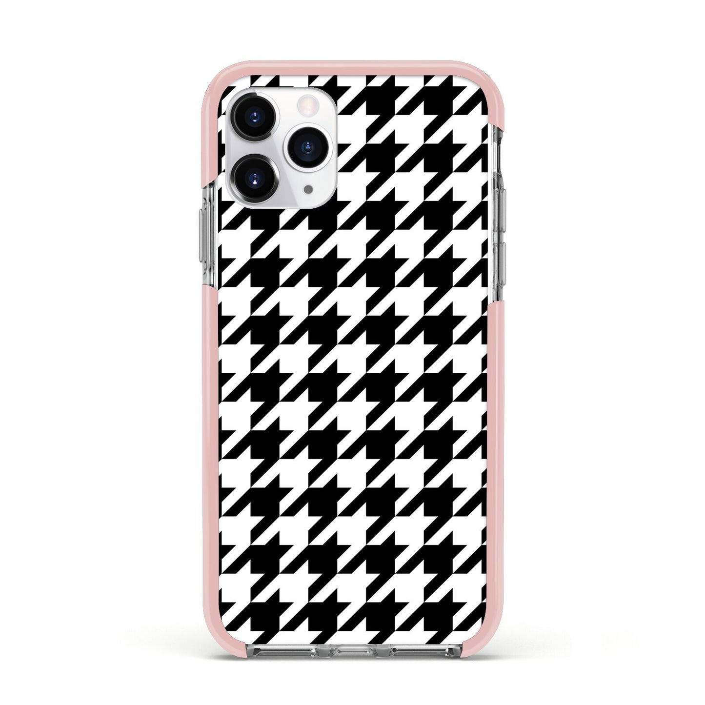 Custom Houndstooth Apple iPhone 11 Pro in Silver with Pink Impact Case