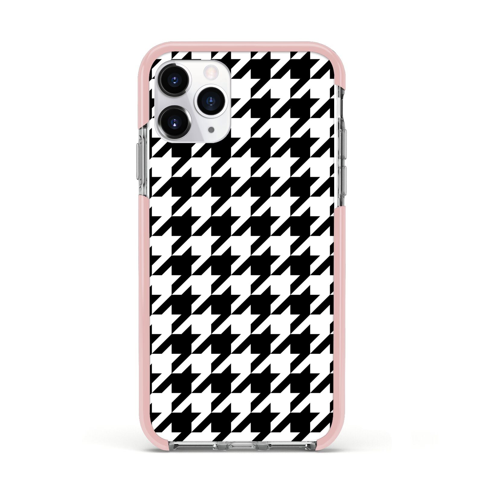 Custom Houndstooth Apple iPhone 11 Pro in Silver with Pink Impact Case