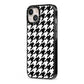 Custom Houndstooth iPhone 13 Black Impact Case Side Angle on Silver phone