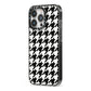 Custom Houndstooth iPhone 13 Pro Black Impact Case Side Angle on Silver phone