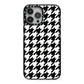 Custom Houndstooth iPhone 13 Pro Max Black Impact Case on Silver phone