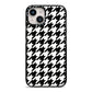 Custom Houndstooth iPhone 14 Black Impact Case on Silver phone