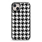 Custom Houndstooth iPhone 14 Plus Black Impact Case on Silver phone