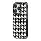 Custom Houndstooth iPhone 14 Pro Black Impact Case Side Angle on Silver phone