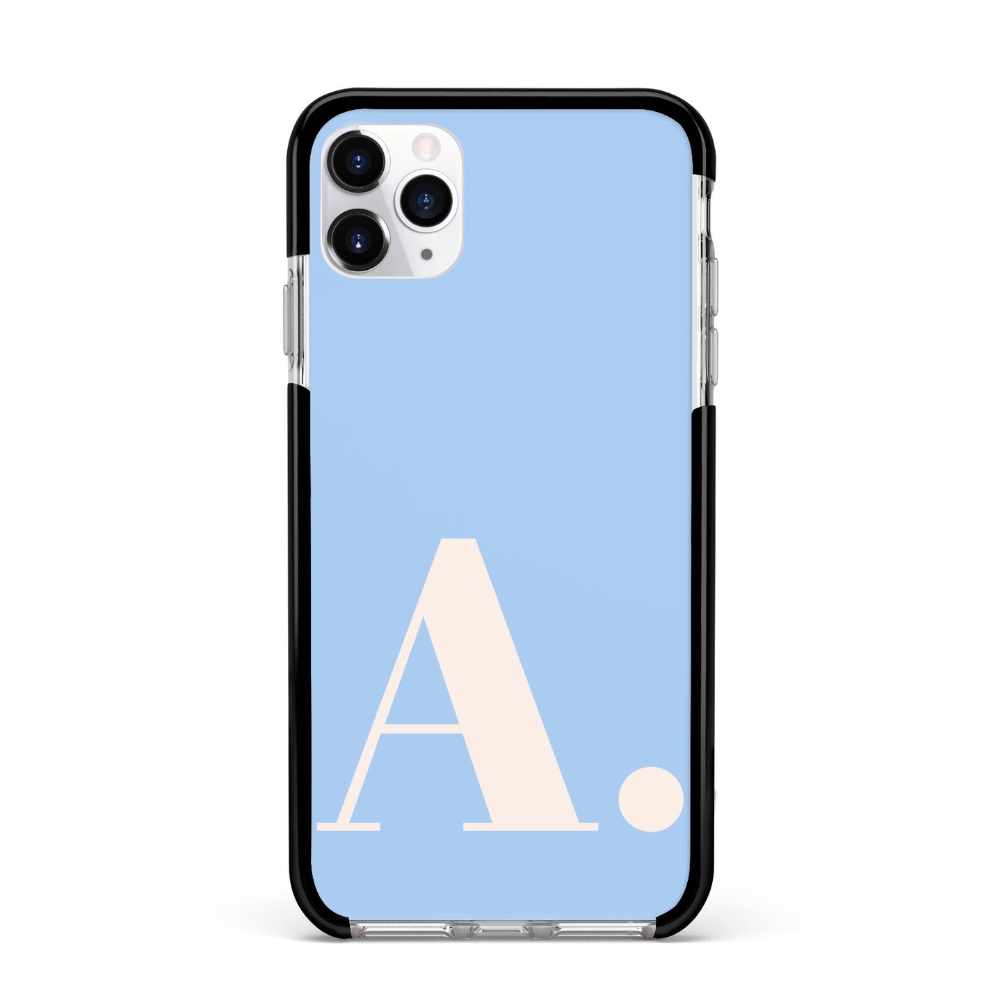 Custom Initial Apple iPhone 11 Pro Max in Silver with Black Impact Case