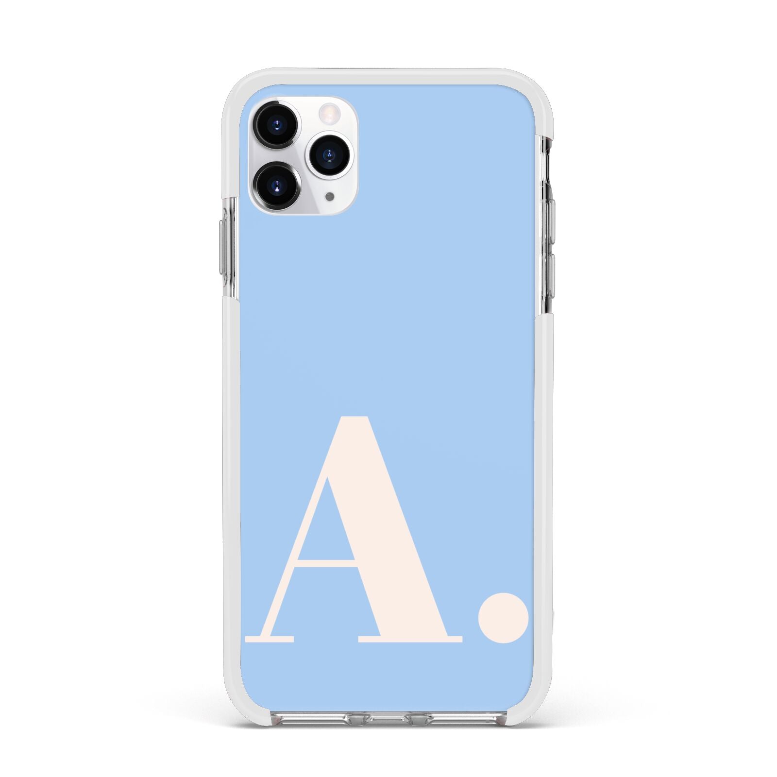 Custom Initial Apple iPhone 11 Pro Max in Silver with White Impact Case