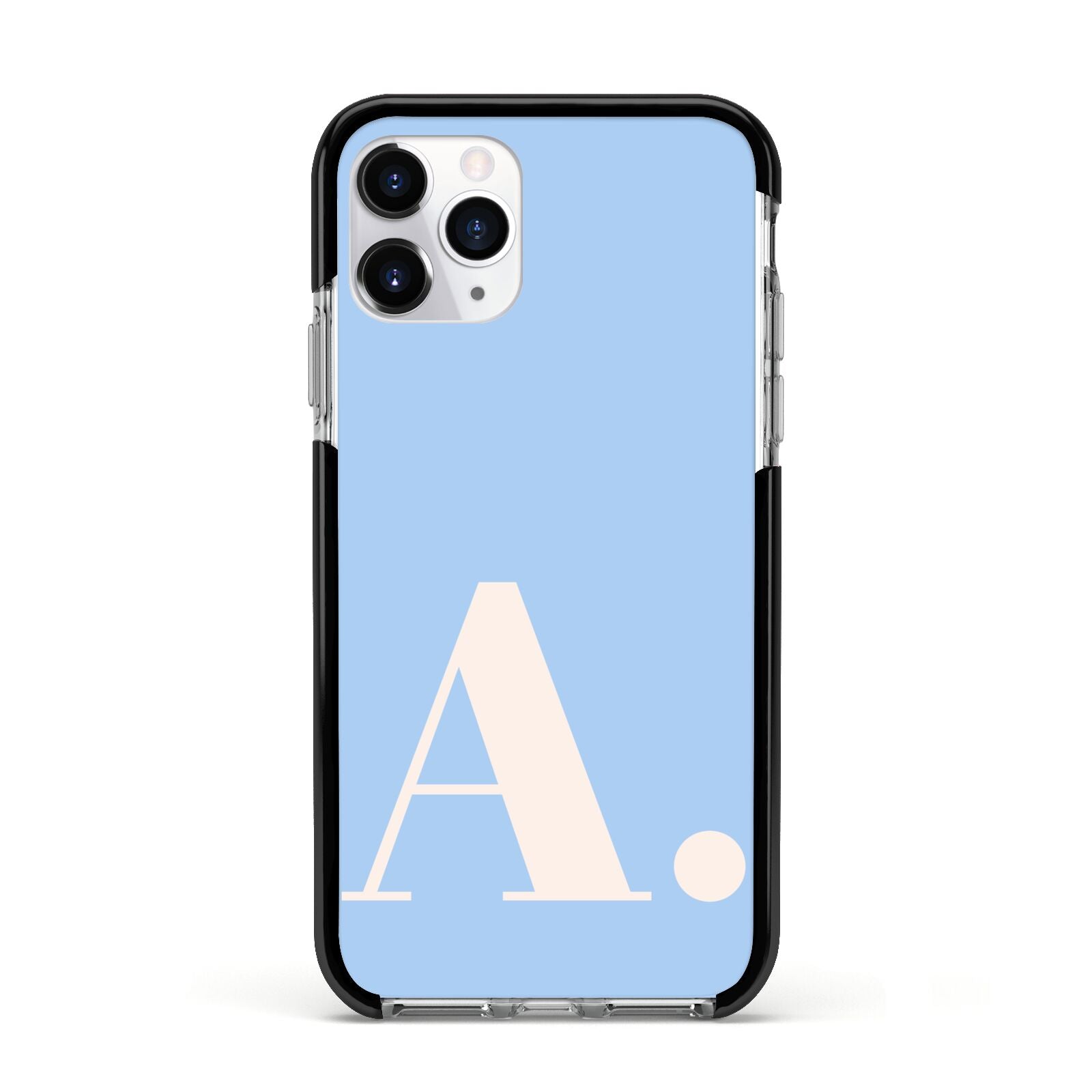 Custom Initial Apple iPhone 11 Pro in Silver with Black Impact Case