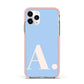 Custom Initial Apple iPhone 11 Pro in Silver with Pink Impact Case