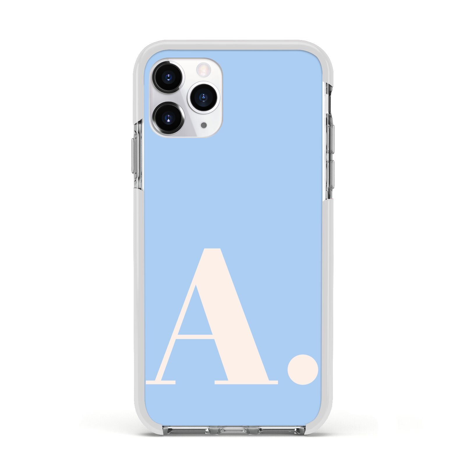 Custom Initial Apple iPhone 11 Pro in Silver with White Impact Case