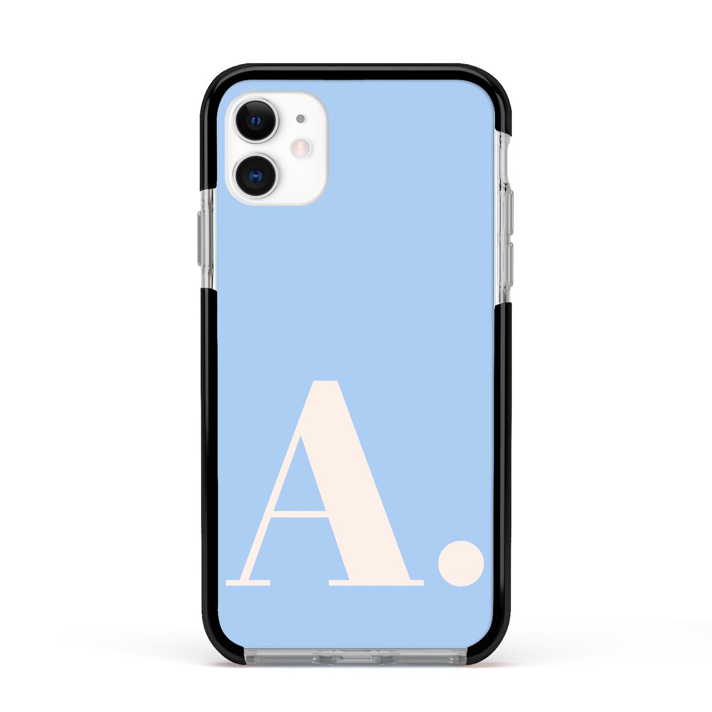 Custom Initial Apple iPhone 11 in White with Black Impact Case