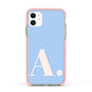 Custom Initial Apple iPhone 11 in White with Pink Impact Case