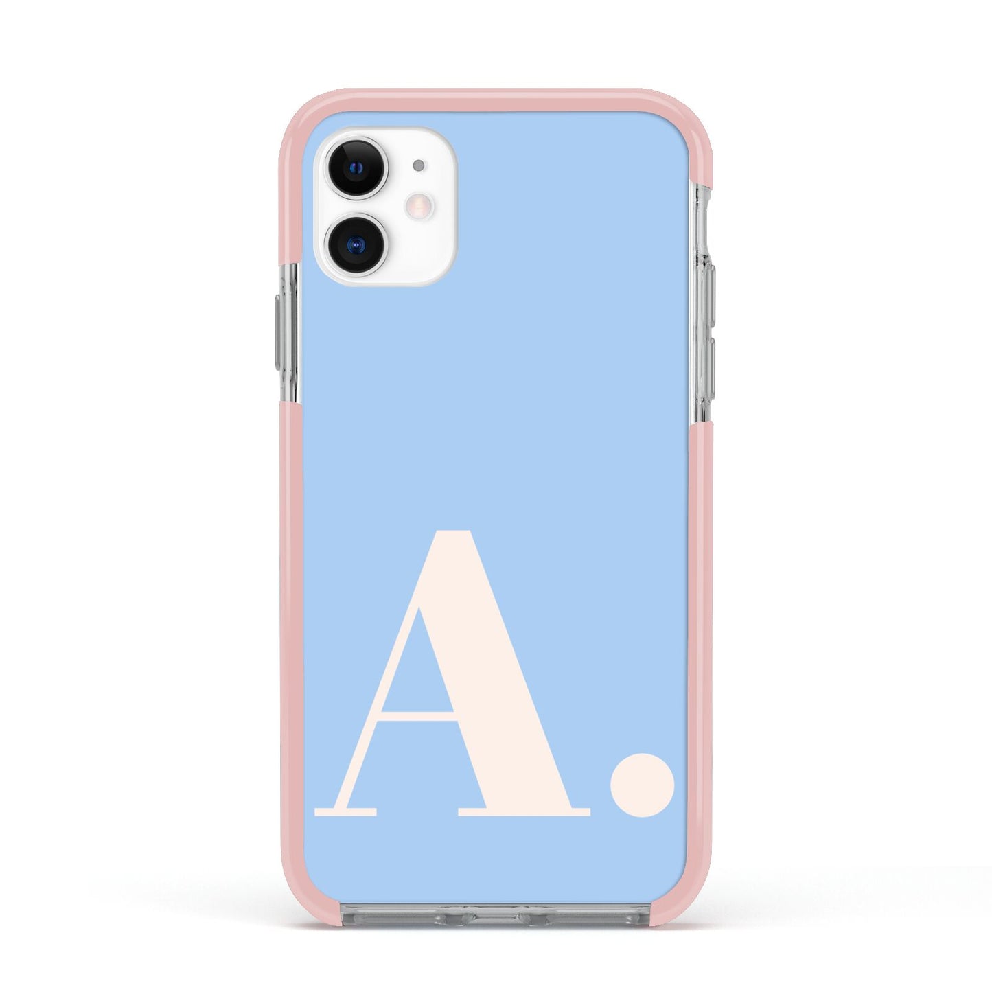 Custom Initial Apple iPhone 11 in White with Pink Impact Case
