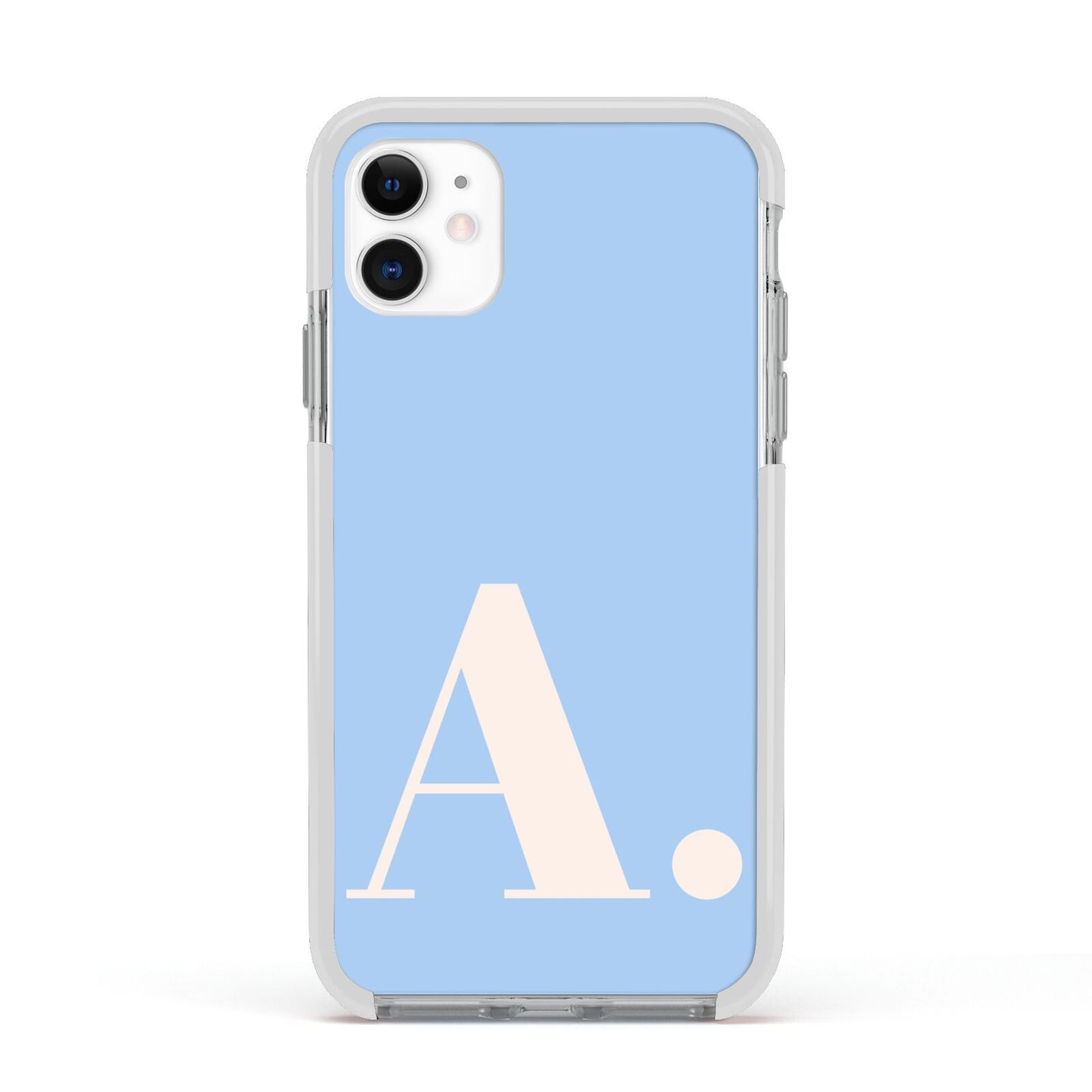 Custom Initial Apple iPhone 11 in White with White Impact Case
