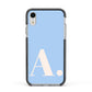 Custom Initial Apple iPhone XR Impact Case Black Edge on Silver Phone