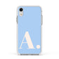 Custom Initial Apple iPhone XR Impact Case White Edge on Silver Phone