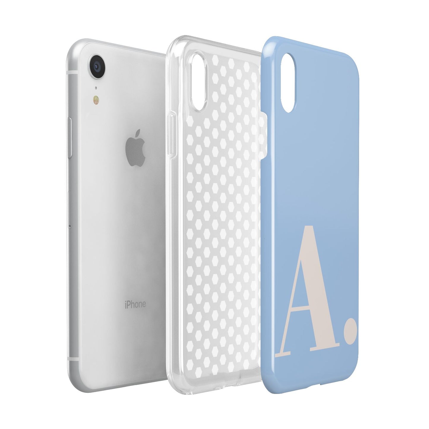 Custom Initial Apple iPhone XR White 3D Tough Case Expanded view
