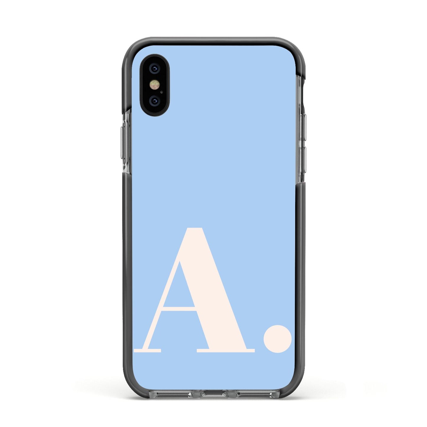 Custom Initial Apple iPhone Xs Impact Case Black Edge on Black Phone