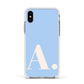 Custom Initial Apple iPhone Xs Impact Case White Edge on Silver Phone