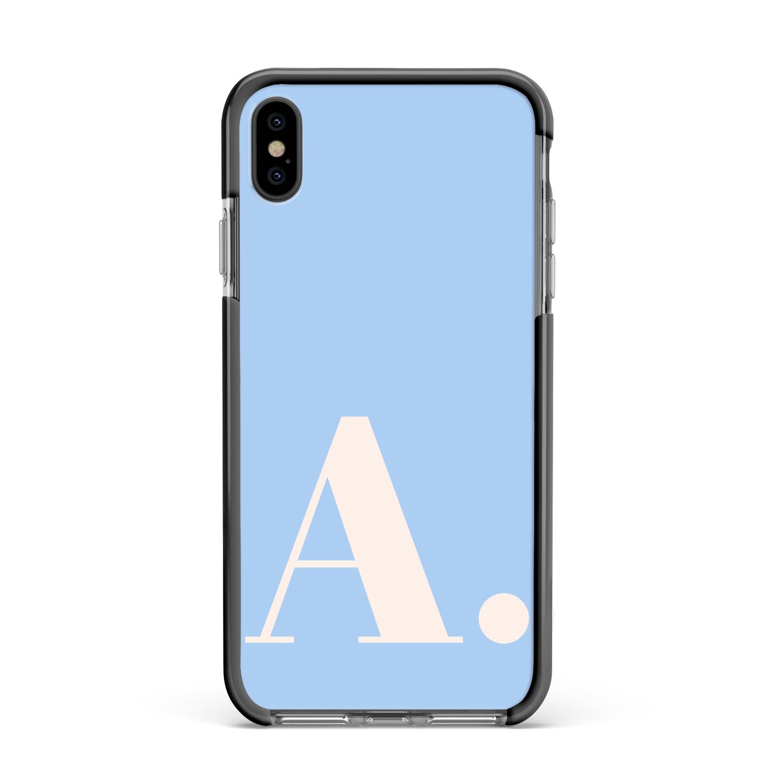 Custom Initial Apple iPhone Xs Max Impact Case Black Edge on Black Phone