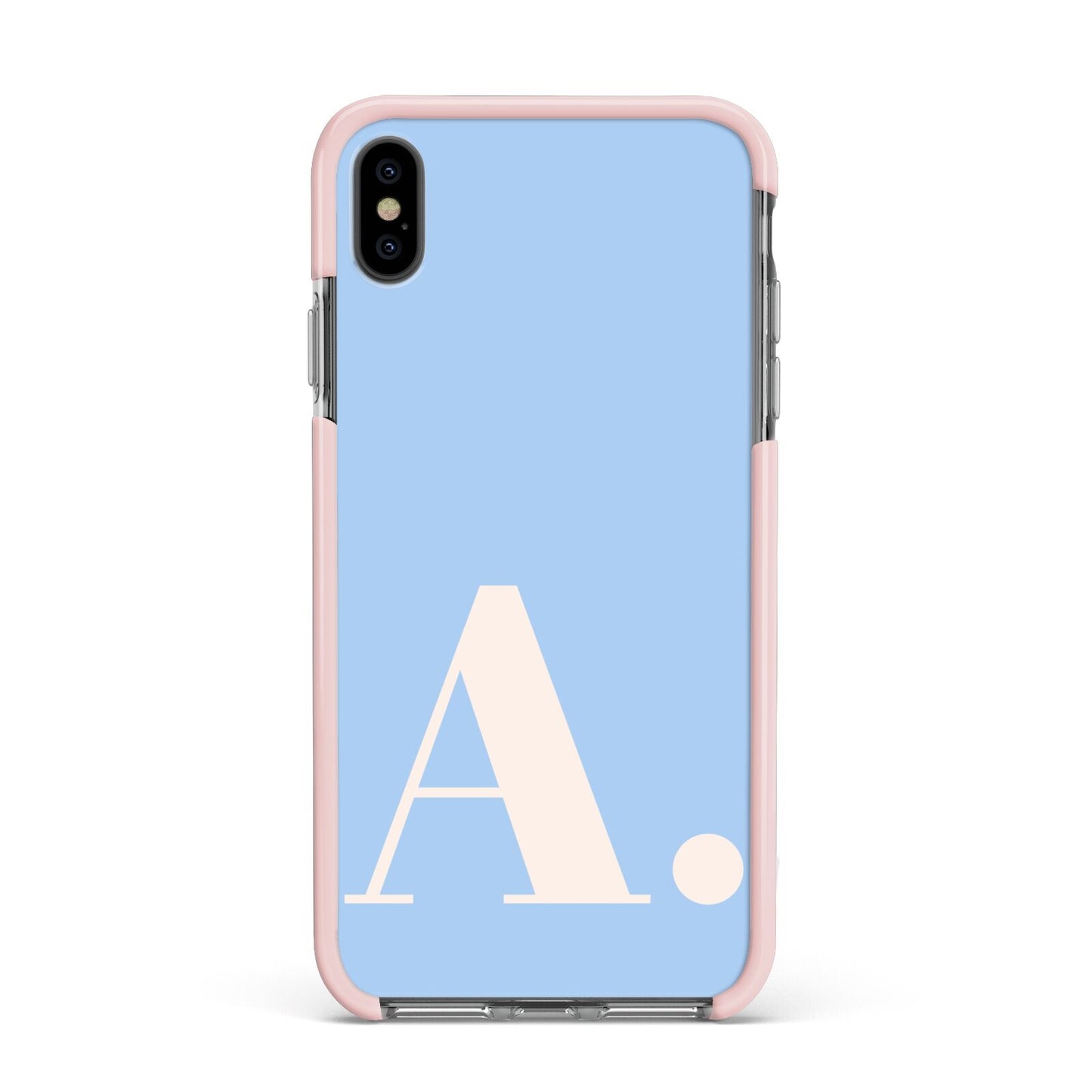 Custom Initial Apple iPhone Xs Max Impact Case Pink Edge on Black Phone