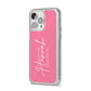 Custom Initial and Name iPhone 14 Pro Max Clear Tough Case Silver Angled Image