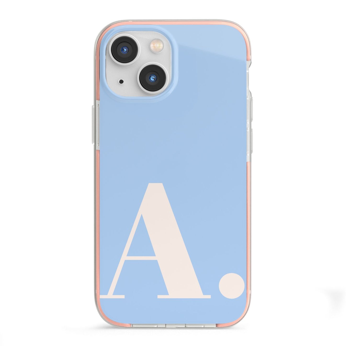 Custom Initial iPhone 13 Mini TPU Impact Case with Pink Edges