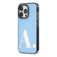 Custom Initial iPhone 13 Pro Black Impact Case Side Angle on Silver phone