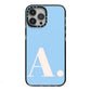 Custom Initial iPhone 13 Pro Max Black Impact Case on Silver phone