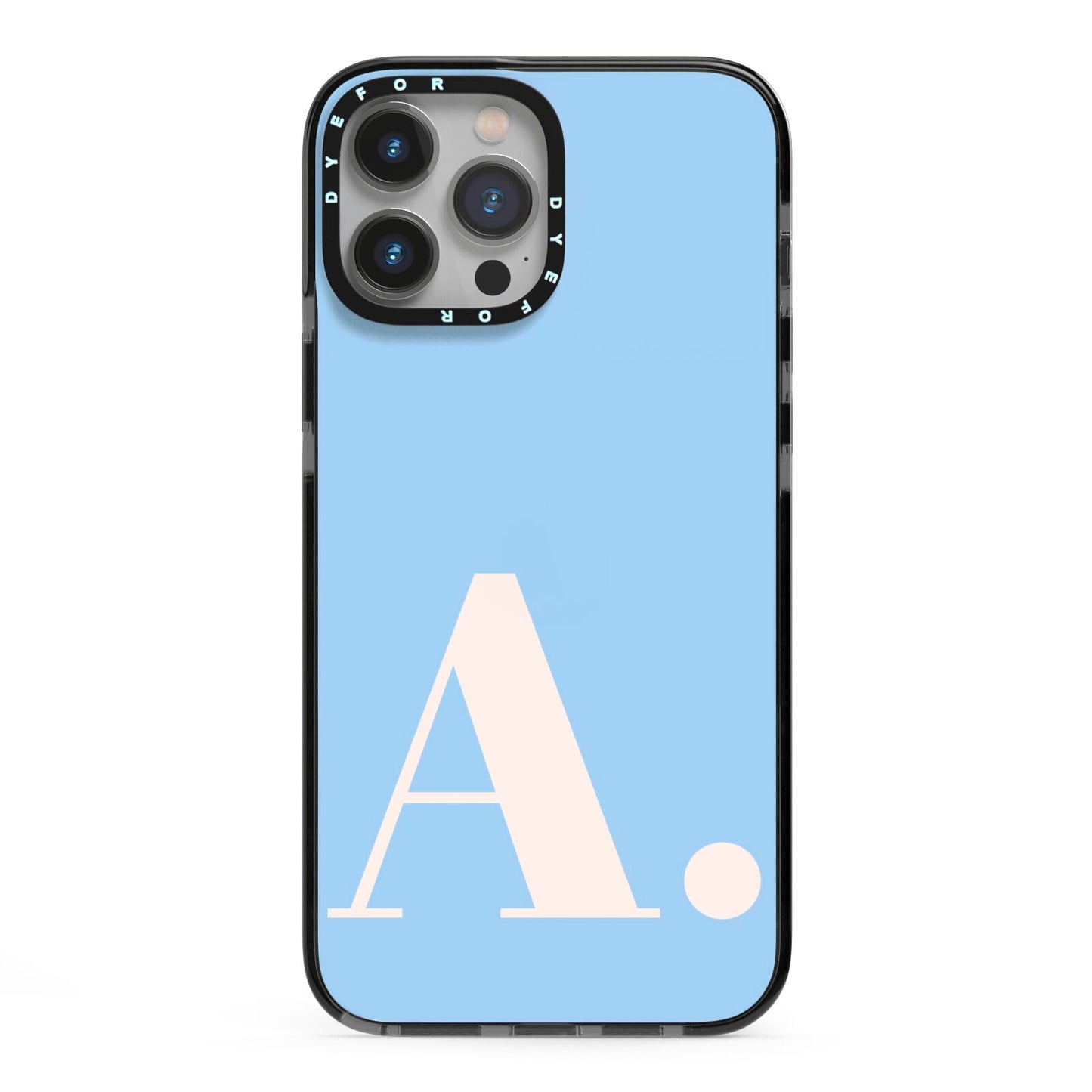 Custom Initial iPhone 13 Pro Max Black Impact Case on Silver phone