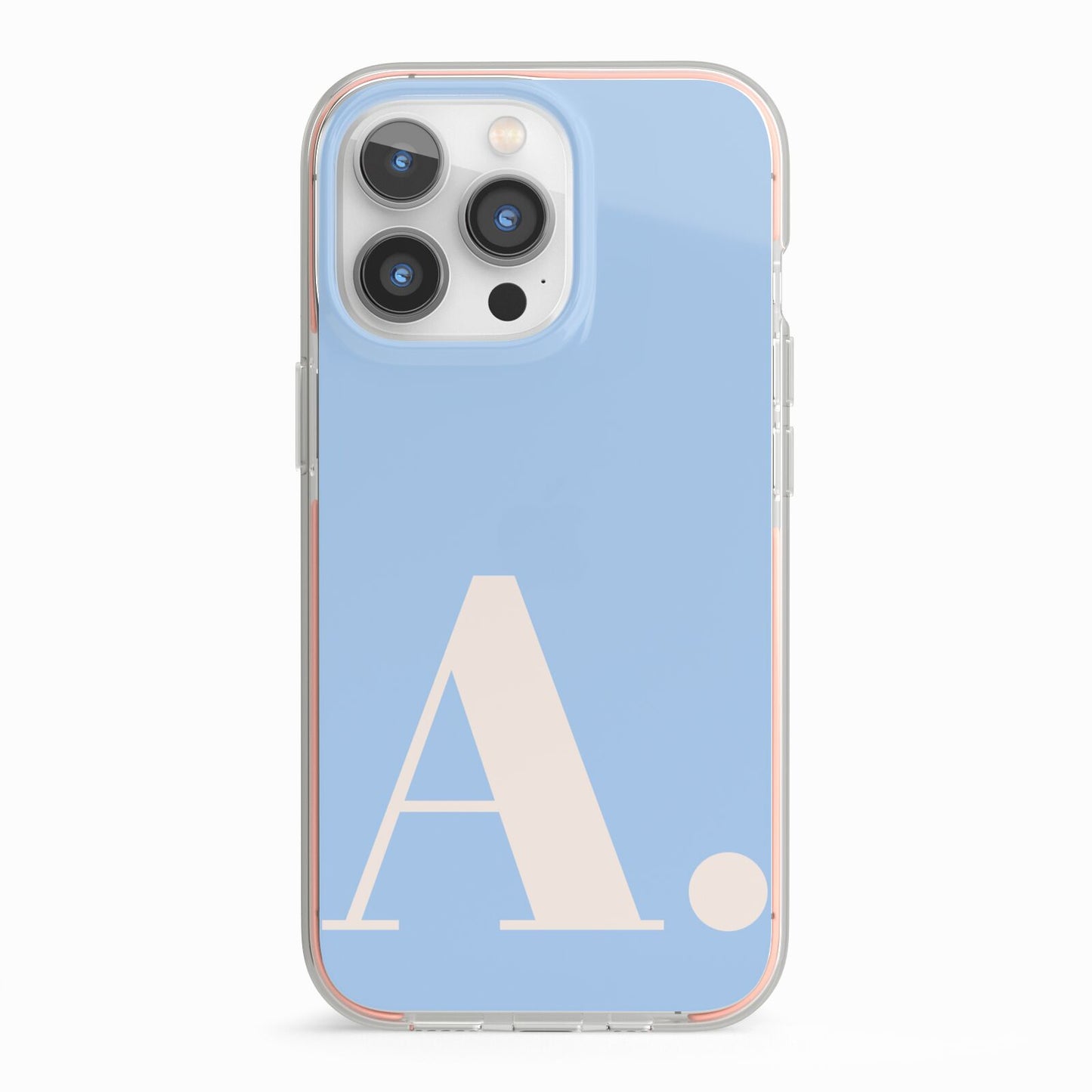 Custom Initial iPhone 13 Pro TPU Impact Case with Pink Edges