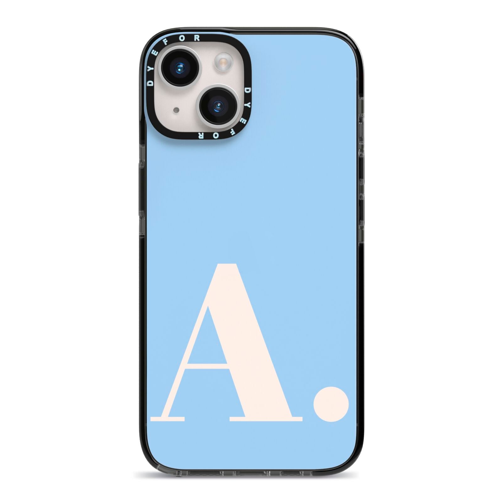 Custom Initial iPhone 14 Black Impact Case on Silver phone