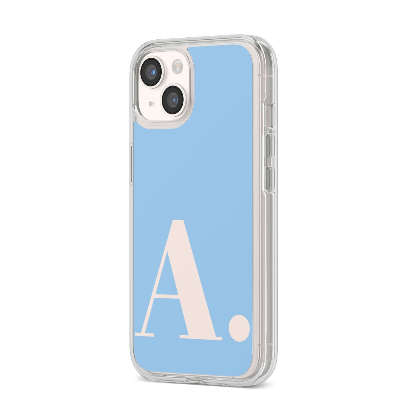 Custom Initial iPhone 14 Clear Tough Case Starlight Angled Image