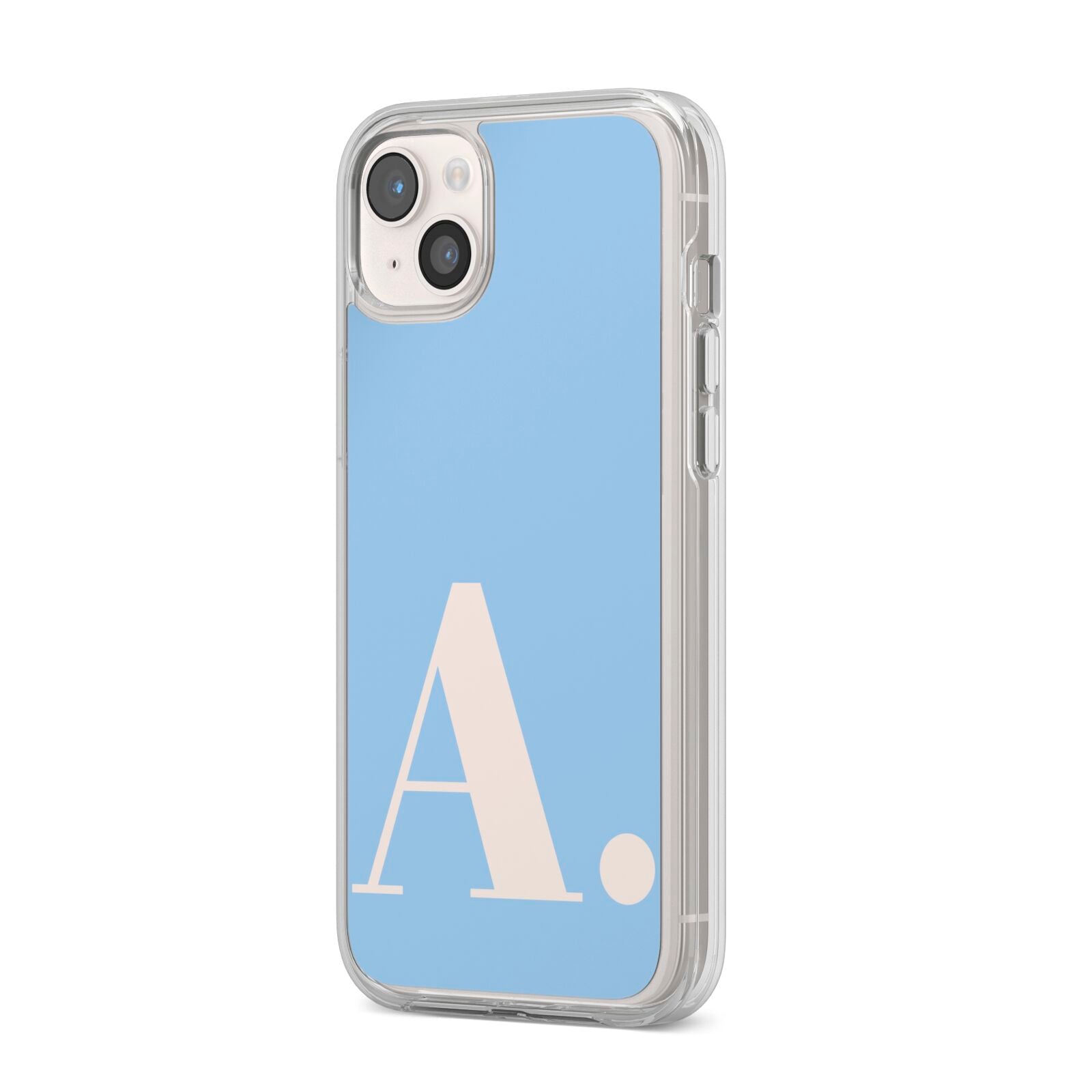 Custom Initial iPhone 14 Plus Clear Tough Case Starlight Angled Image