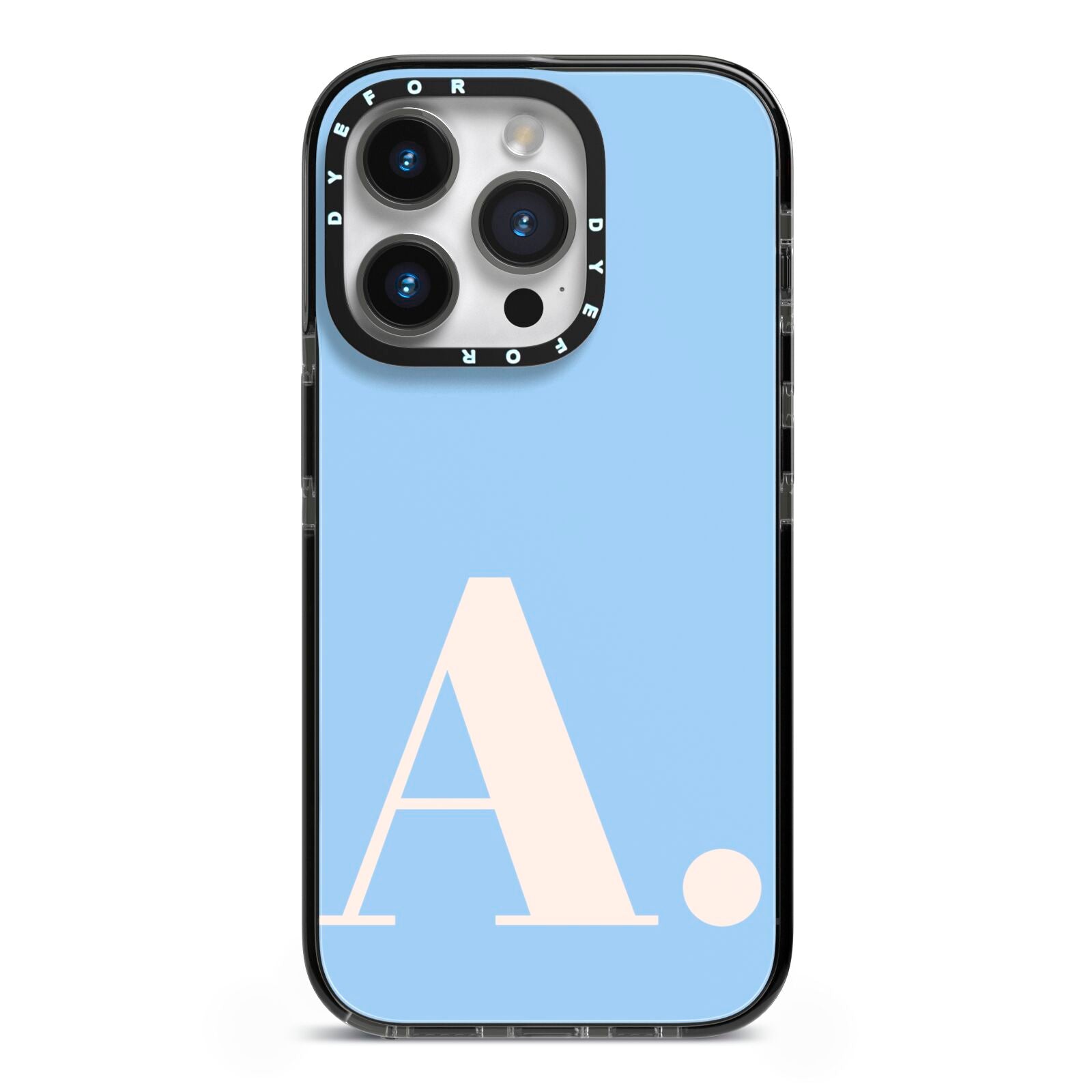 Custom Initial iPhone 14 Pro Black Impact Case on Silver phone