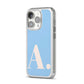 Custom Initial iPhone 14 Pro Clear Tough Case Silver Angled Image