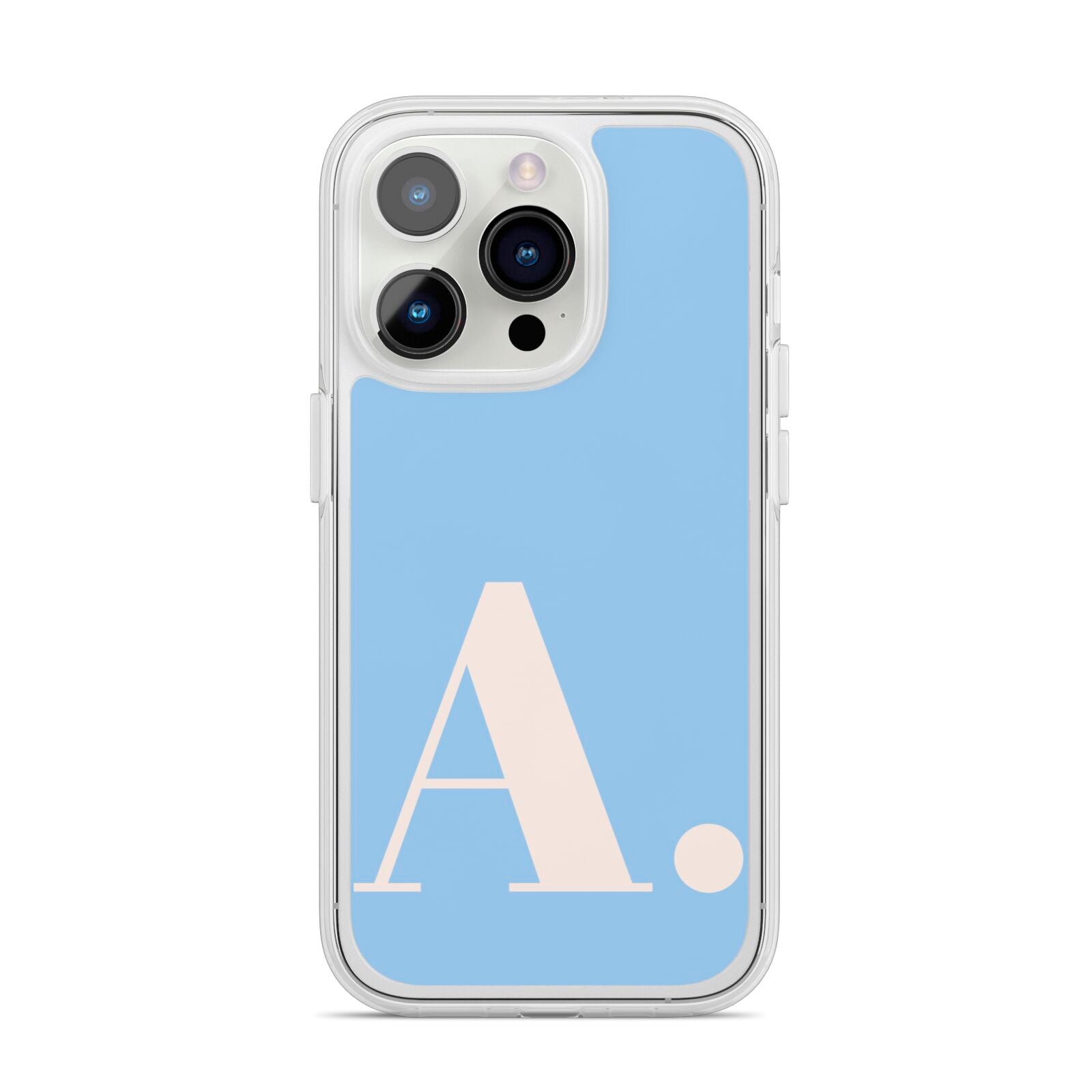 Custom Initial iPhone 14 Pro Clear Tough Case Silver