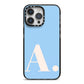 Custom Initial iPhone 14 Pro Max Black Impact Case on Silver phone