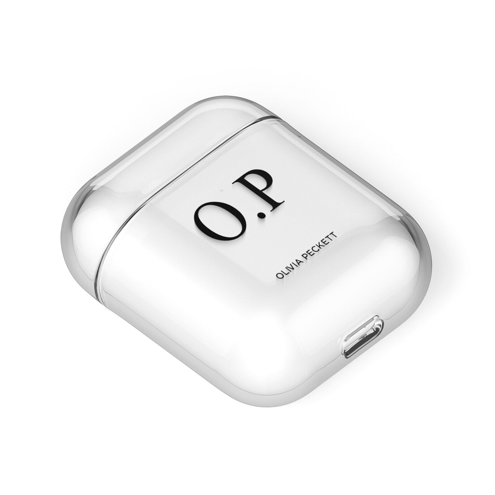 Custom Initials and Name AirPods Case Laid Flat