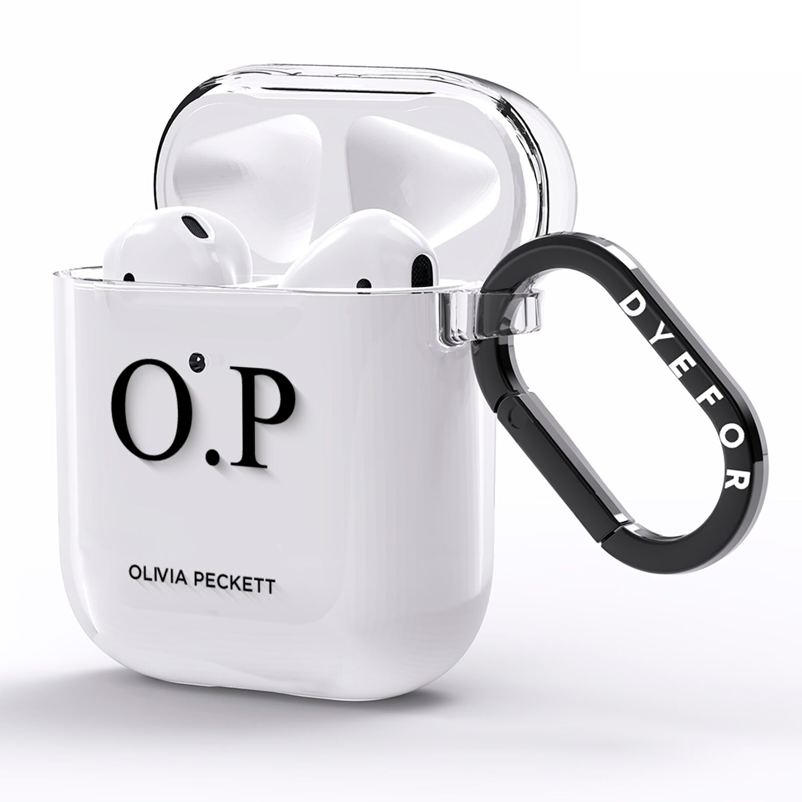 Custom Initials and Name AirPods Clear Case Side Image