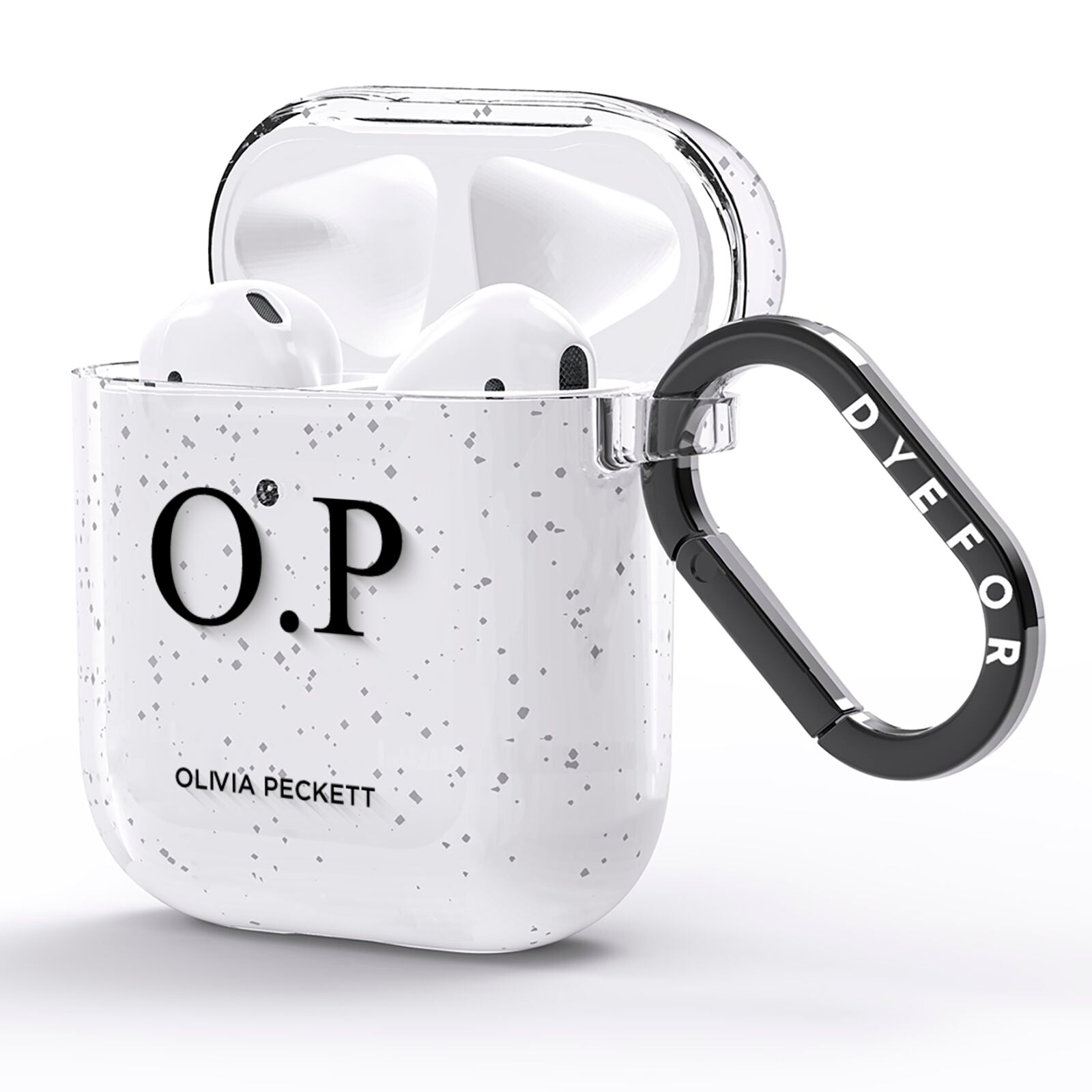 Custom Initials and Name AirPods Glitter Case Side Image
